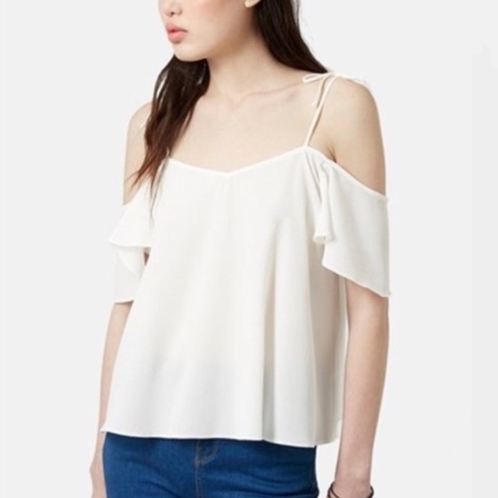 TOPSHOP Cold Shoulder Tie Blouse